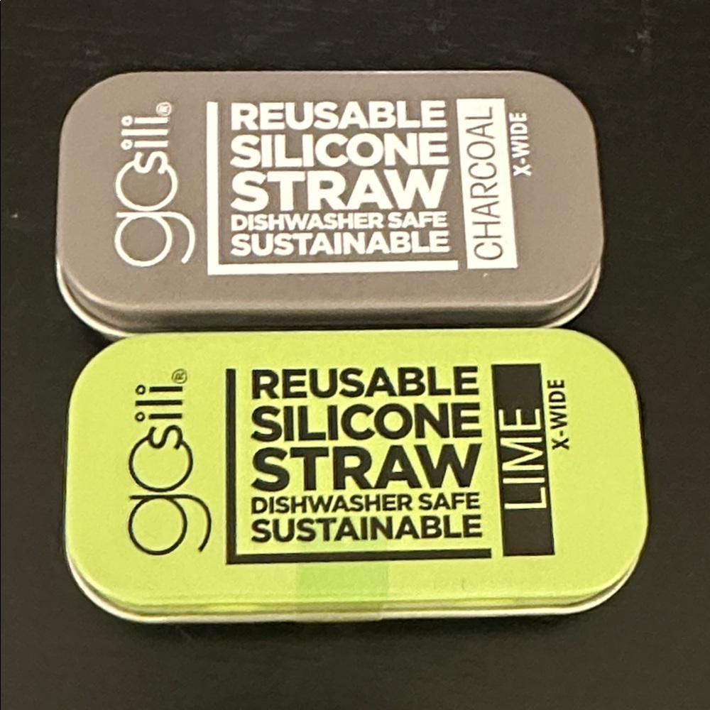 2 GoSili Reusable Silicone Straw - Charcoal Xwide